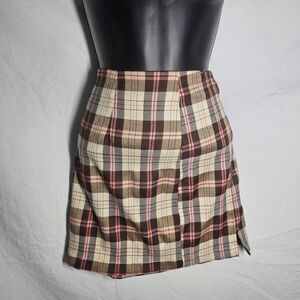 Y2K pink plaid tartan preppy coquette mini skirt